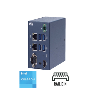 PC fanless compact Intel Celeron N3350 Rail DIN, VESA et fixation murale  x1 COM, x2 LAN, x4 USB,x1  HDMI