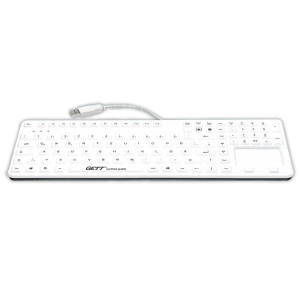 Clavier médical silicone rétro-éclairé 109 touches avec touchpad capacitif IP65 désinfecable sur table ou encastrable