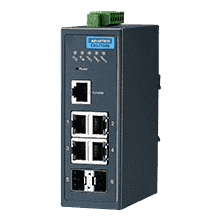 Switch Rail DIN industriel 4 ports FE + 2 Fibre SFP -40°C 75°C