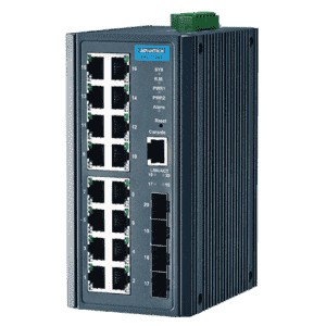 EKI-7720E-4F-AE Switch Rail DIN industriel 16 ports FE  + 4 Fibre SFP Managé