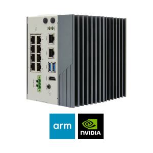 PC industriel pour l'IA avec un GPU NVIDIA Jetson Orin NX 100 téraflops, x1 HDMI, x10 LAN, x8PoE