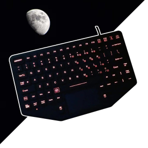 NXN-KBD259 Clavier silicone durci compact et rétroéclairé avec souris tactile intégrée IP68/65 pour applications mobiles