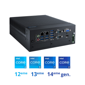 MIC-770V3H-E0A1 PC Fanless avec processeur Intel de 12, 13 & 14ème gen., VGA HDMI, 2 x LAN, 8 USB, 6 ports séries & 9-36V