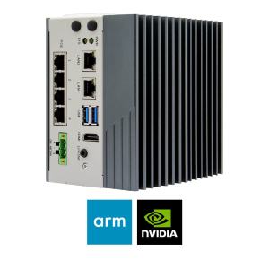 PC industriel fanless pour l'IA avec un GPU NVIDIA Jetson Orin NX 100 téraflops, x1 HDMI, x6LAN & x4PoE