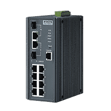 Switch Rail DIN industriel 8 ports Gb + 2 x combo 1Gb Managé