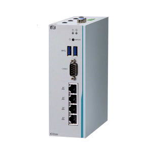 ICO320-83C PC fanless embarqué avec fixation rail DIN & processeur Intel Celeron N3350, COM, CAN, LAN PoE et DIO