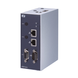 Passerelle embarquée Rail-DIN Fanless avec un processeur Intel Celeron N3350,  x2 COM/CAN, entrées & sorties digitales, x2 LAN, x2 USB, HDMI