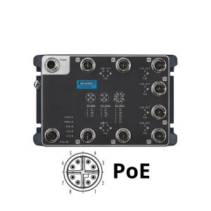 Switch ferroviaire non managé EN50155 & EN50121-3-2 avec 8 x M12 GbE PoE