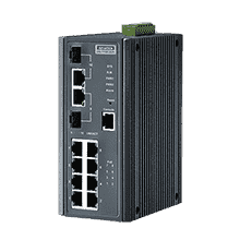 Switch Rail DIN industriel 8 ports POE + 2 x combo 1Gb Managé -40°C 75°C