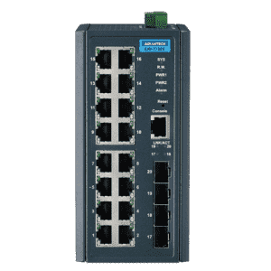 EKI-7720E-4F-AE Switch Rail DIN industriel 16 ports FE  + 4 Fibre SFP Managé