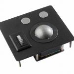 Trackball industrielle montage en panneau 38mm de diamètre "Scroll & Roll" - Roulette de défilement et fonction clic - plaque noire Etanchéité: IP68