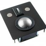 Trackball industrielle montage en panneau 50mm de diamètre "Scroll & Roll" - Roulette de défilement et fonction clic - plaque noire Etanchéité: IP68