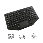 Hardened compact silicone keyboard with backlighting and IP68/65 touchpad for mobile applications.