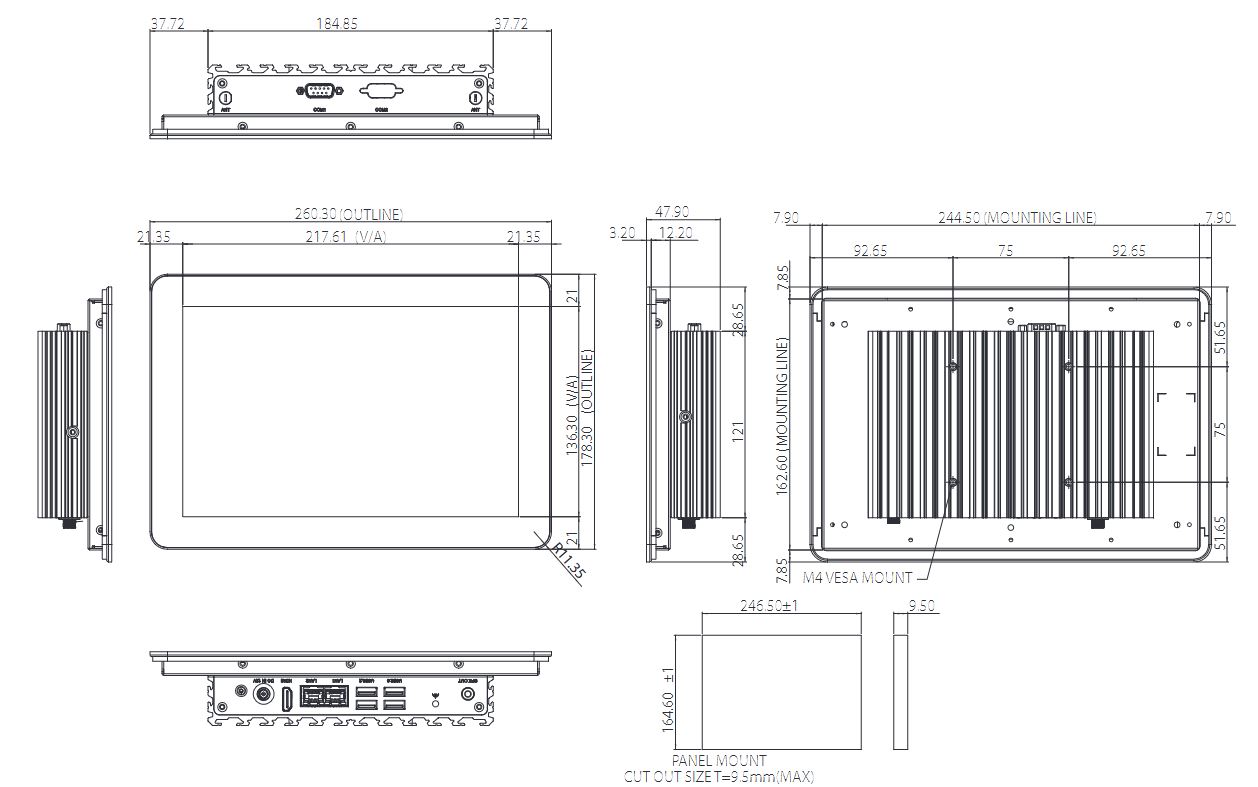 Panel PC 10" fanless schema