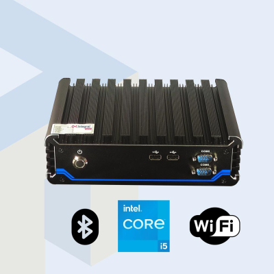 IOT-BOX-I5118250WBT PC Fanless double alimentation Intel Core I5, WiFi, Bluetooth et Intel Iris Xe